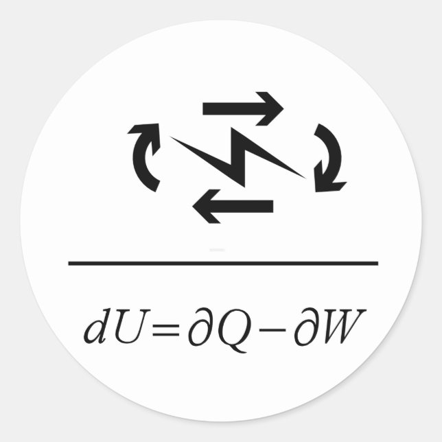 Adesivo Redondo Primeira Lei Termodinâmica (Frente)