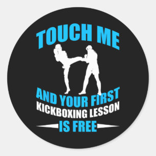 Adesivo Redondo Primeira Lição Camiseta de Kickboxing Presente de 
