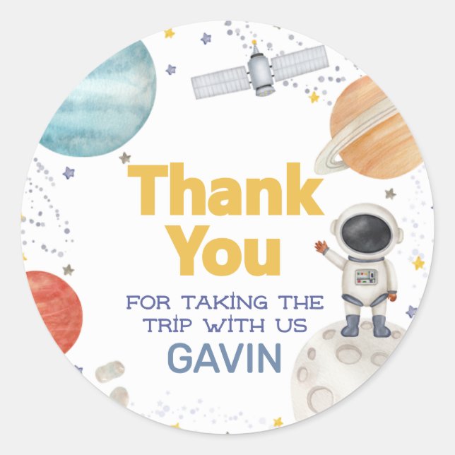 Adesivo Redondo Primeira viagem ao redor do Sol Aniversário (Frente)