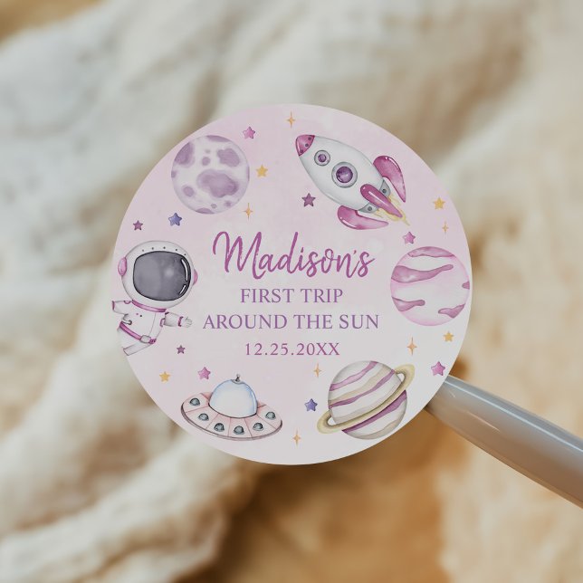 Adesivo Redondo Primeira Viagem Em Torno Do primeiro aniversario D (Criador carregado)