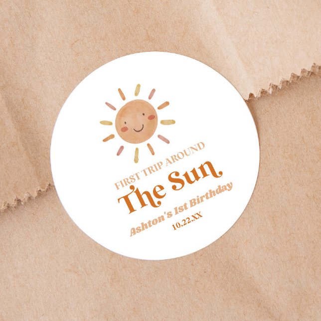 Adesivo Redondo Primeira viagem em torno do primeiro aniversario S (Criador carregado)