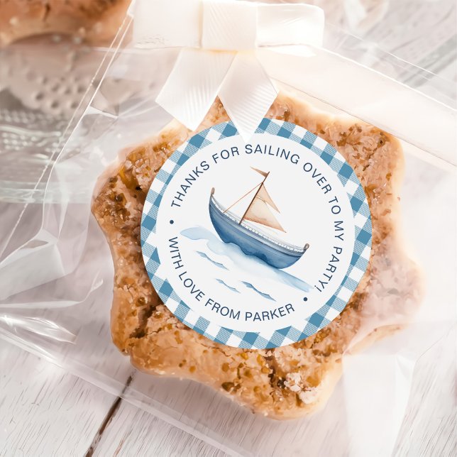 Adesivo Redondo Primeiro aniversario Azul Náutico Moderno (Criador carregado)