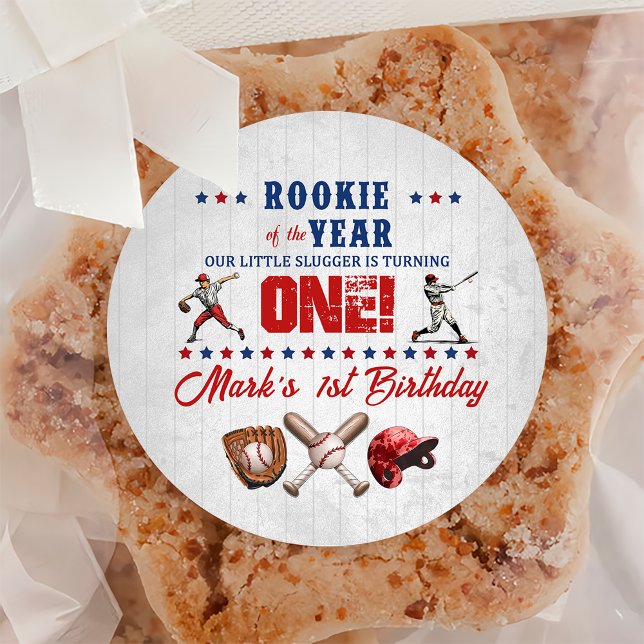 Adesivo Redondo Primeiro aniversario Baseball Rookie (Criador carregado)