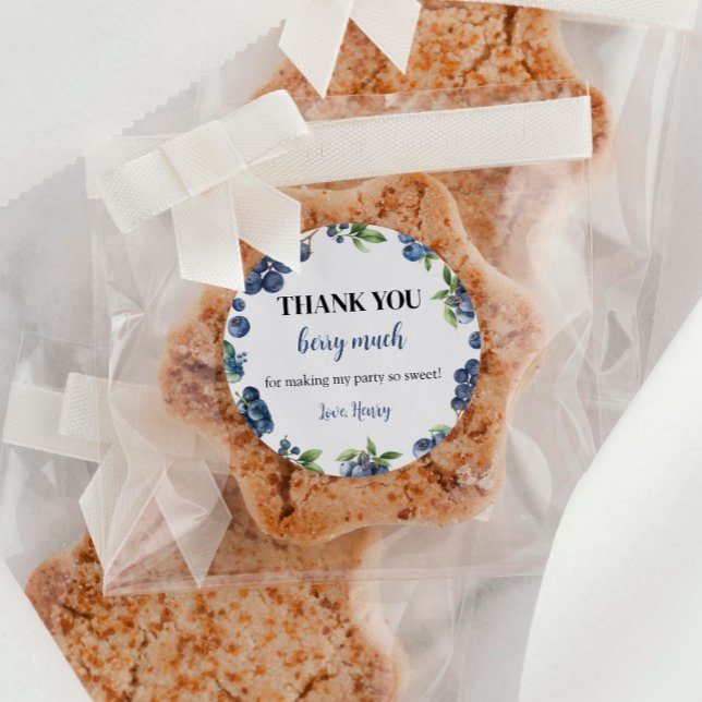 Adesivo Redondo Primeiro aniversario Blueberry Berry Sweet Obrigad (Criador carregado)