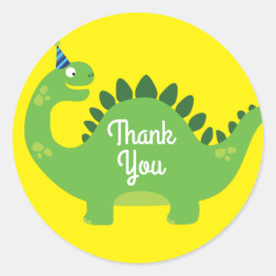 Adesivo Redondo primeiro aniversario Bonito De Dinossauro Obrigado