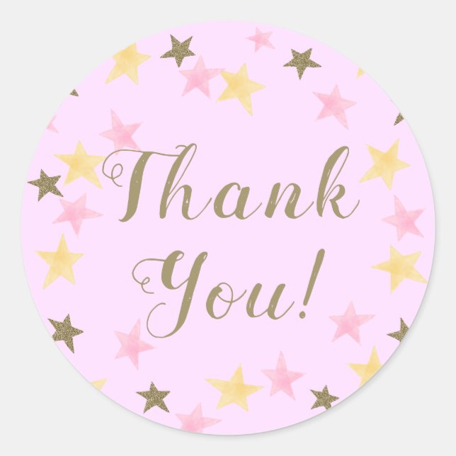 Adesivo Redondo primeiro aniversario Brilha Pequena Garota Rosa Es (Frente)