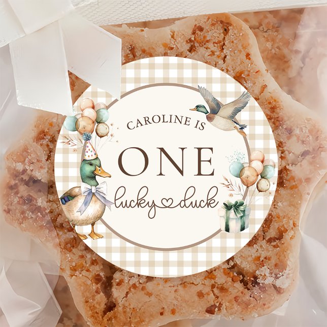 Adesivo Redondo Primeiro aniversario Castanho e Sortudo (Criador carregado)