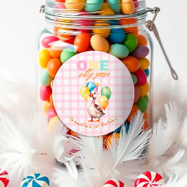 Adesivo Redondo Primeiro aniversario Cor-de-Obra Bobo 1 Rosa