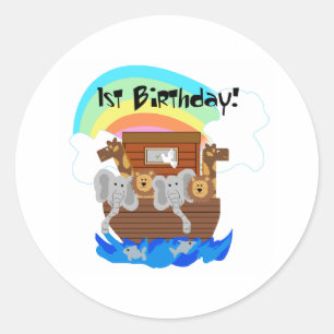 Adesivo Redondo Primeiro aniversario da arca de Noah