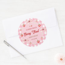 Primeiro aniversário da Berry menina rosa xadrez m