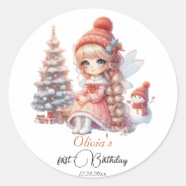 Adesivo Redondo Primeiro aniversario da Primeira Rapariga