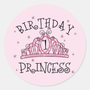 Adesivo Redondo Primeiro aniversario da princesa da tiara