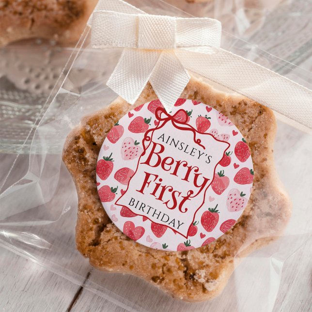 Adesivo Redondo Primeiro aniversario de Arco rosa do primeiro coqu (Criador carregado)