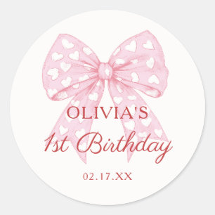 Adesivo Redondo Primeiro aniversario de Arco Rosa Swetheart Girl