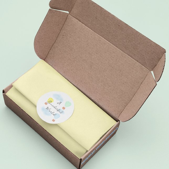 Adesivo Redondo Primeiro aniversario de Balão de Ar Quente do Mund (Criador carregado)