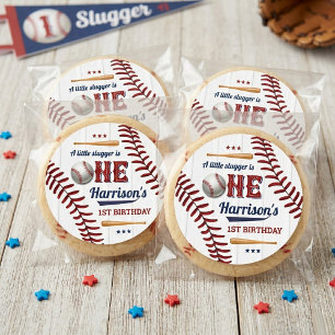 Adesivo Redondo primeiro aniversario de basebol para rapazes