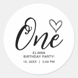 Adesivo Redondo Primeiro aniversario de Boho Mínimo Moderno