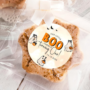 Adesivo Redondo Primeiro aniversario de Boo Halloween