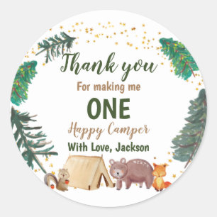 Adesivo Redondo Primeiro aniversario de Camper Aquarela Obrigado V