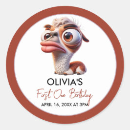 Adesivo Redondo Primeiro aniversario de Caricatura Engraçado Llama