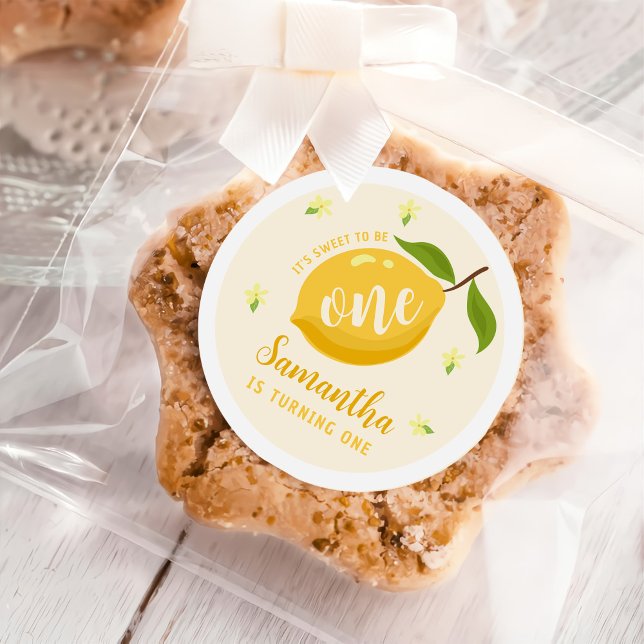 Adesivo Redondo Primeiro aniversario de citrinos de limão (Criador carregado)
