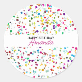 Adesivo Redondo Primeiro aniversario de Confetti Colorido Bonito