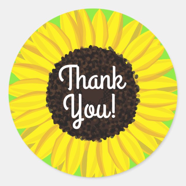 Adesivo Redondo Primeiro aniversario De Girassol, Bonito, Obrigado (Frente)