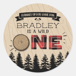 Adesivo Redondo Primeiro aniversario de Lumberjack Boys, Xadrez da