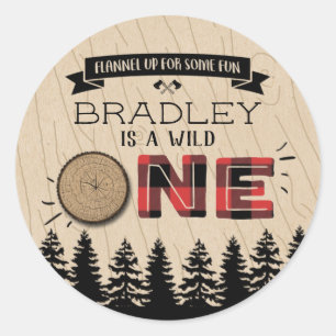 Adesivo Redondo Primeiro aniversario de Lumberjack Boys, Xadrez da