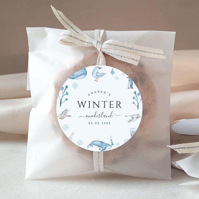 Adesivo Redondo Primeiro aniversario de Onederland Blue Winter (Criador carregado)