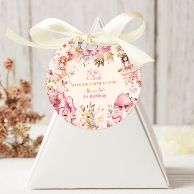 Adesivo Redondo Primeiro aniversario de Pixie de Jardim Floral de  (Criador carregado)