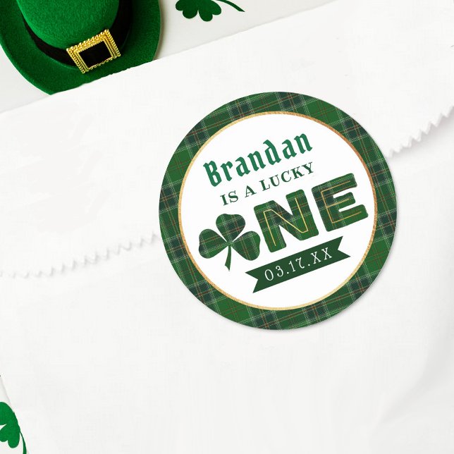 Adesivo Redondo Primeiro aniversario de Shamrock (Criador carregado)