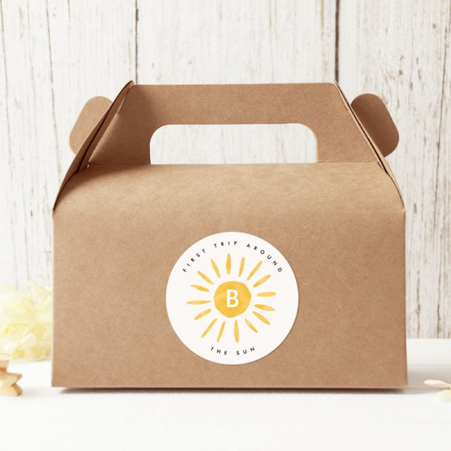 Adesivo Redondo primeiro aniversario de sol monograma (Criador carregado)