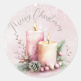 Adesivo Redondo primeiro aniversario de vela de Natal cor-de-rosa