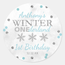 Adesivo Redondo Primeiro aniversario de Winter ONEderland