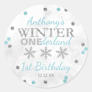 Adesivo Redondo Primeiro aniversario de Winter ONEderland