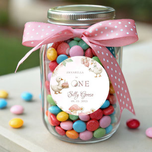 Adesivo Redondo primeiro aniversario do Cogumelo do Jardim Flor do