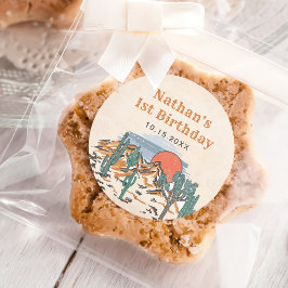 Adesivo Redondo Primeiro aniversario do Deserto do Vintage Ocident