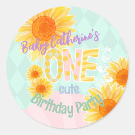 Adesivo Redondo Primeiro Aniversário do Girassol