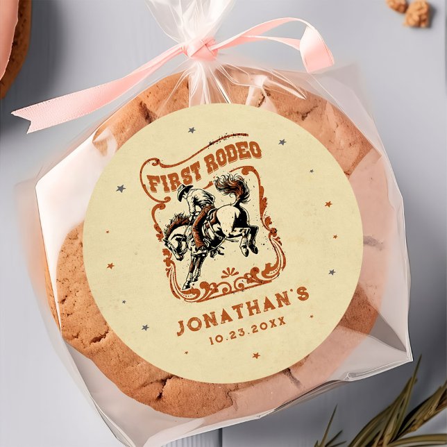 Adesivo Redondo Primeiro Aniversário do Rodeo Ocidental (Criador carregado)