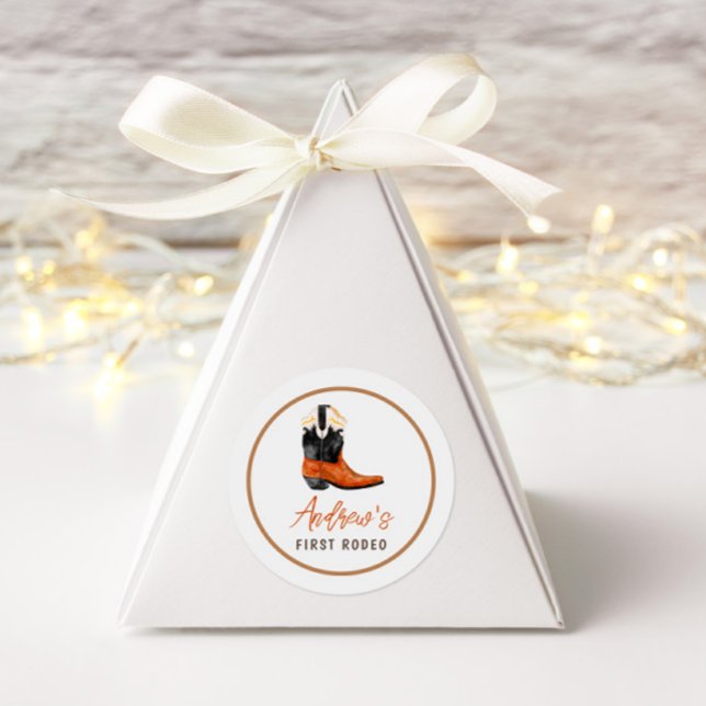 Adesivo Redondo Primeiro aniversário do Rodeo Southern Cowboy (Criador carregado)