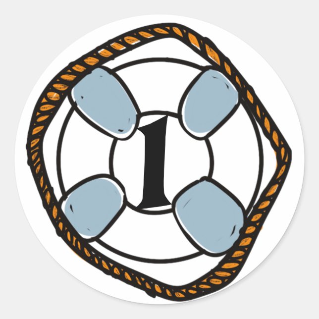 Adesivo Redondo Primeiro Aniversário do Surf de Praia (Frente)