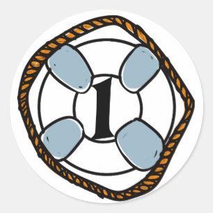 Adesivo Redondo Primeiro Aniversário do Surf de Praia