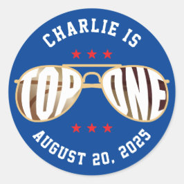 Adesivo Redondo Primeiro Aniversário do Tema do Piloto de Combaten