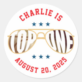 Adesivo Redondo Primeiro Aniversário do Tema do Piloto de Luta