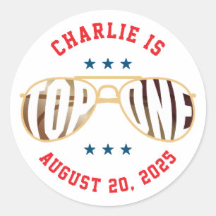 Adesivo Redondo Primeiro Aniversário do Tema do Piloto de Luta