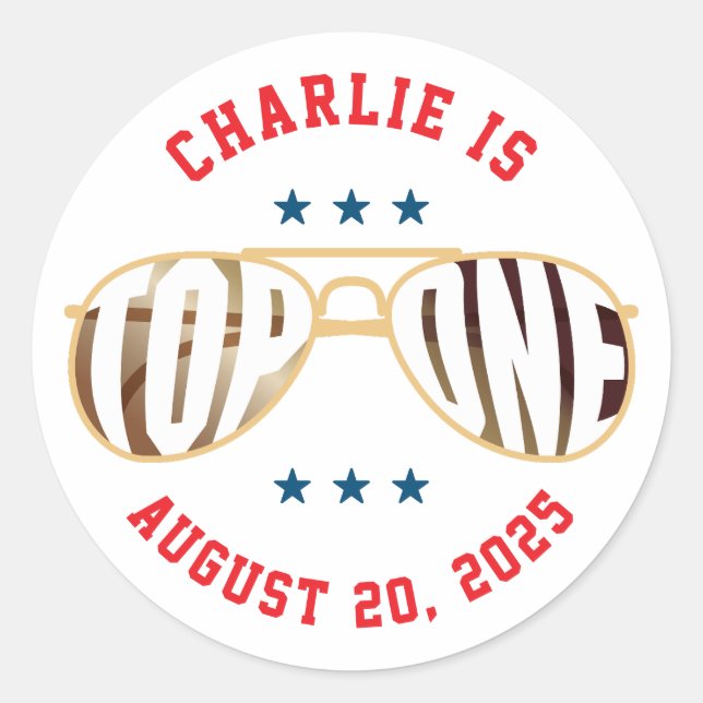 Adesivo Redondo Primeiro Aniversário do Tema do Piloto de Luta (Frente)