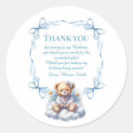 Adesivo Redondo Primeiro Aniversário do Urso Colorido do Balão