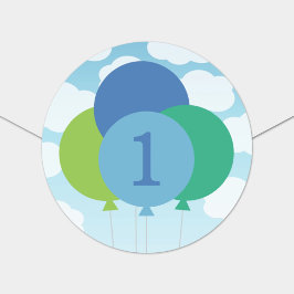 Adesivo Redondo Primeiro Aniversário dos Balões Verdes Modernos