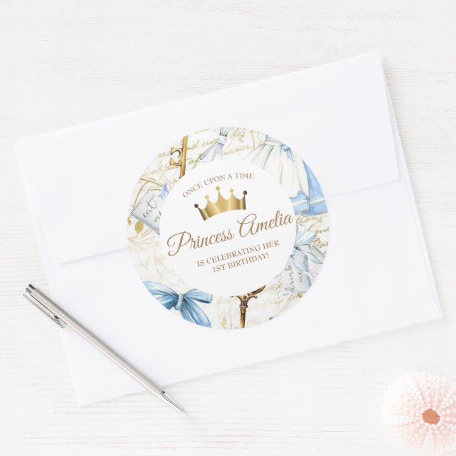 Adesivo Redondo primeiro aniversario Fada Fale Princesa Girassol A (Envelope)